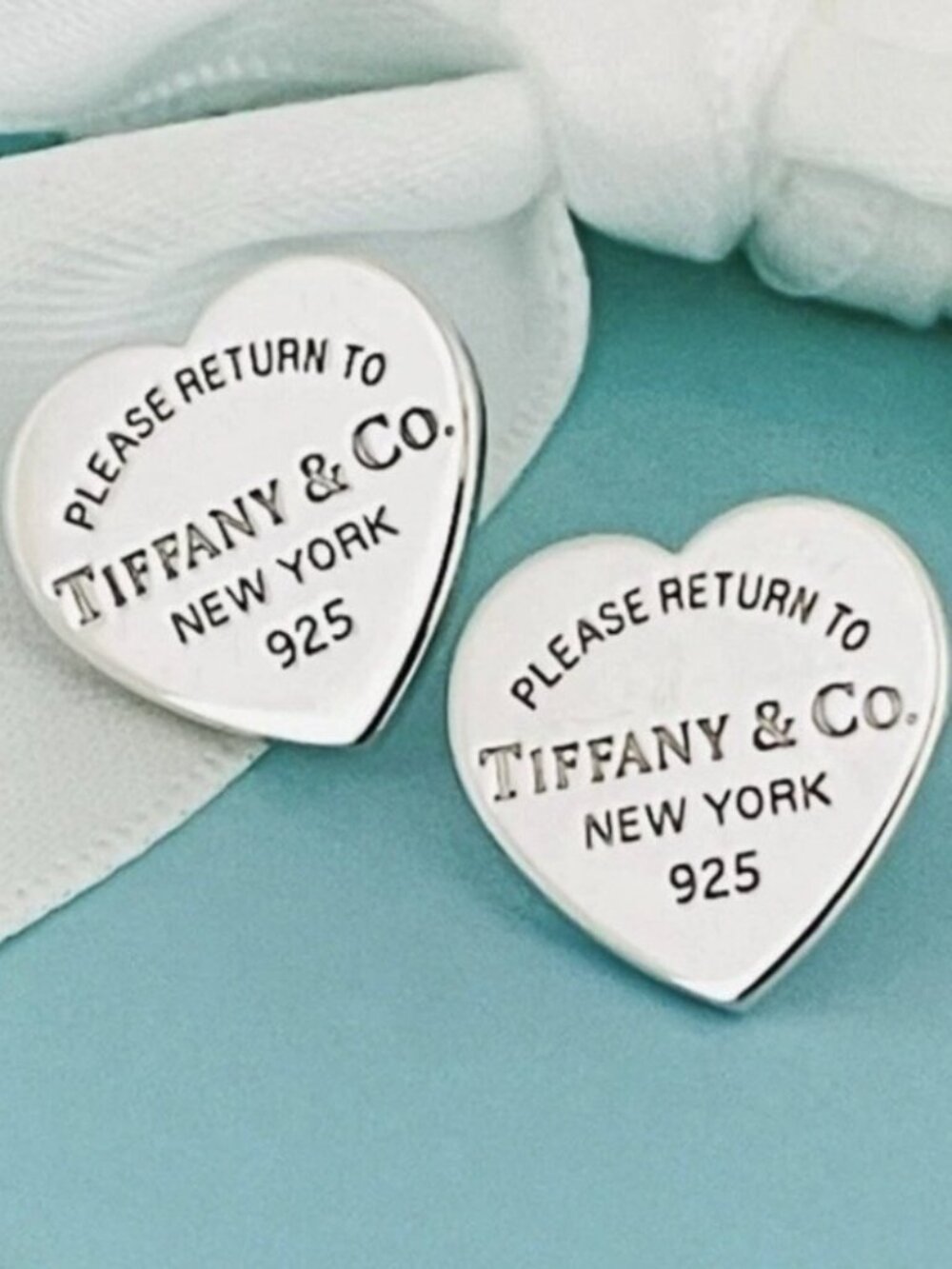 Authentic Return to Tiffany Heart Tag Stud Earrings